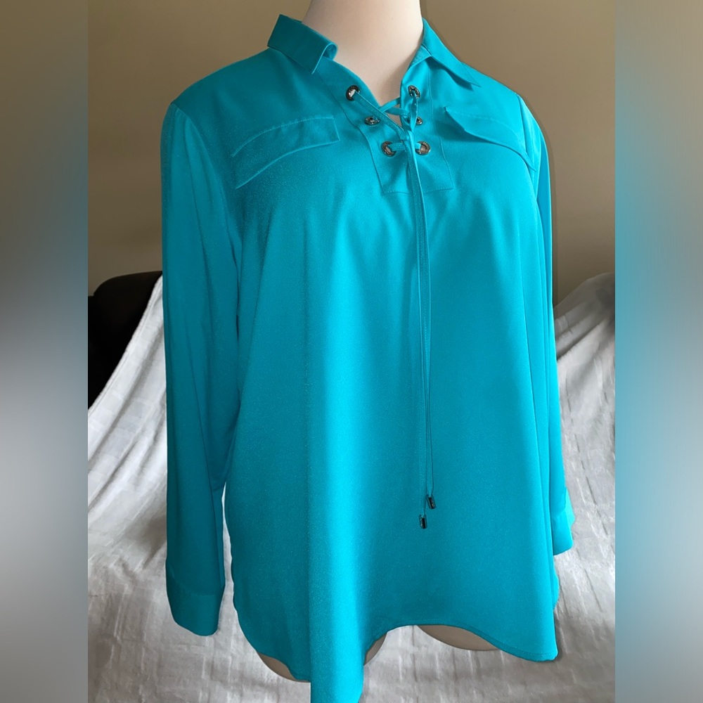 CALVIN KLEIN Women’s Blouse, Turquoise, Size 2X (NWT)